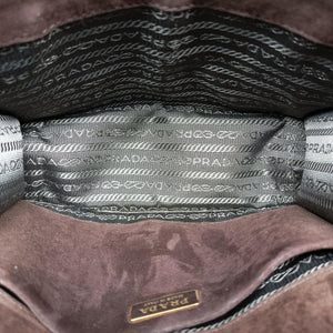 Secondhand Prada Animalier Cahier Lions Head Yellow×Brown Velvet 1BD089 shoulderbag | stylenewstar