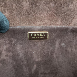 Secondhand Prada Animalier Cahier Lions Head Yellow×Brown Velvet 1BD089 shoulderbag | stylenewstar