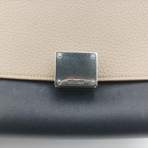 Pre-owned Celine Trapèze Beige x Black x Green Leather x suede shoulderbag | stylenewstar