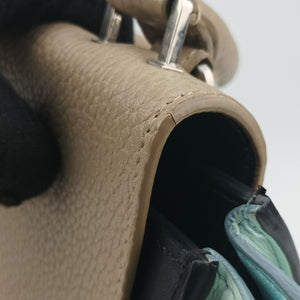 Pre-owned Celine Trapèze Beige x Black x Green Leather x suede shoulderbag | stylenewstar