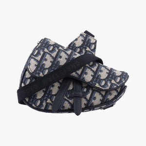 Secondhand Christian Dior saddle Navy x Gray Jacquard bum bag/waist bag | stylenewstar