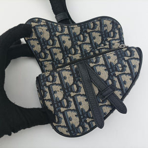Secondhand Christian Dior saddle Navy x Gray Jacquard bum bag/waist bag | stylenewstar