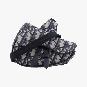 Secondhand Christian Dior saddle Navy x Gray Jacquard bum bag/waist bag | stylenewstar