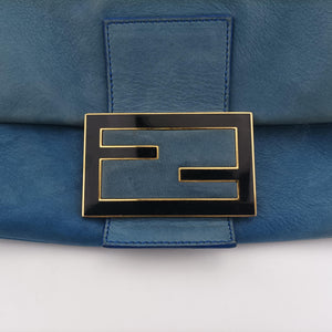 Pre-owned Fendi Big Mamma Forever Flap Blue Leather 8BR638 shoulderbag | stylenewstar