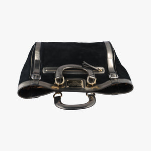 Pre-owned Dolce & Gabbana Tote Black × Gold Suede × Leather shoulderbag | stylenewstar