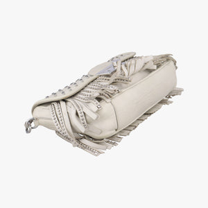 Vintage Prada Gaufre Logo Flap Grey Leather shoulderbag | stylenewstar