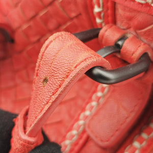 Pre-owned Bottega Veneta Roma Stitch Intrecciato Red Lambskin handbag | stylenewstar