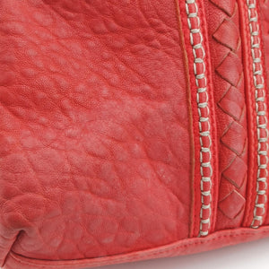 Pre-owned Bottega Veneta Roma Stitch Intrecciato Red Lambskin handbag | stylenewstar