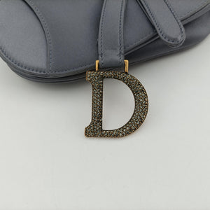 Vintage Christian Dior Saddle bag Grayish Blue Silk handbag | stylenewstar