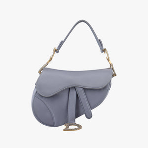 Vintage Christian Dior Saddle bag Grayish Blue Silk handbag | stylenewstar