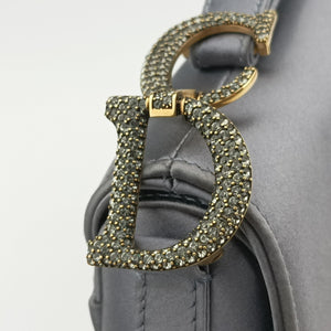 Vintage Christian Dior Saddle bag Grayish Blue Silk handbag | stylenewstar