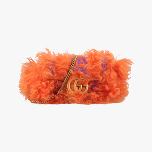 Pre-owned Gucci GG Marmont Orange Fur 476433 shoulderbag | stylenewstar