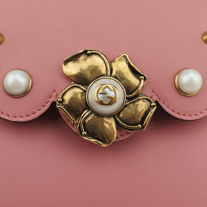 Pre-owned Gucci Pearly Peony Pink Leather 432682 shoulderbag | stylenewstar