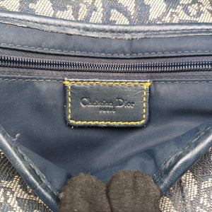 Pre-owned Christian Dior Saddle Navy x Gray Jacquard shoulderbag | stylenewstar