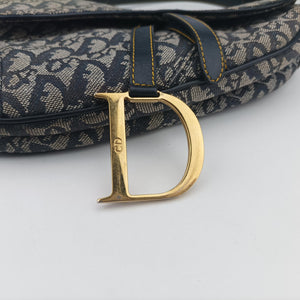 Pre-owned Christian Dior Saddle Navy x Gray Jacquard shoulderbag | stylenewstar