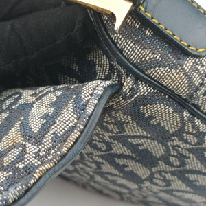 Pre-owned Christian Dior Saddle Navy x Gray Jacquard shoulderbag | stylenewstar