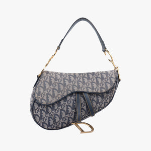 Pre-owned Christian Dior Saddle Navy x Gray Jacquard shoulderbag | stylenewstar