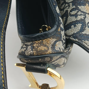 Pre-owned Christian Dior Saddle Navy x Gray Jacquard shoulderbag | stylenewstar