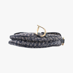 Pre-owned Christian Dior Saddle Navy x Gray Jacquard shoulderbag | stylenewstar