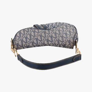 Pre-owned Christian Dior Saddle Navy x Gray Jacquard shoulderbag | stylenewstar