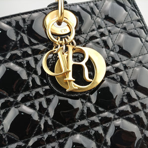 Pre-owned Christian Dior Lady Dior Black Patent shoulderbag | stylenewstar