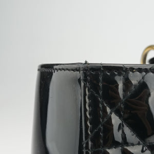 Pre-owned Christian Dior Lady Dior Black Patent shoulderbag | stylenewstar