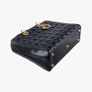 Pre-owned Christian Dior Lady Dior Black Patent shoulderbag | stylenewstar