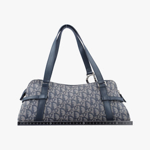 Pre-owned Christian Dior Trotter Mini Navy x Gray Jacquard shoulderbag | stylenewstar