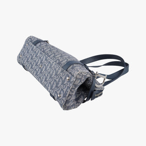 Pre-owned Christian Dior Trotter Mini Navy x Gray Jacquard shoulderbag | stylenewstar