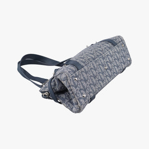 Pre-owned Christian Dior Trotter Mini Navy x Gray Jacquard shoulderbag | stylenewstar