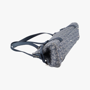 Pre-owned Christian Dior Trotter Mini Navy x Gray Jacquard shoulderbag | stylenewstar