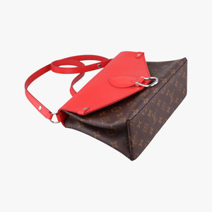 Secondhand Louis Vuitton SAINT MICHEL brown×COQUELICOT Monogram Canvas×calf leather M44031 shoulderbag | stylenewstar