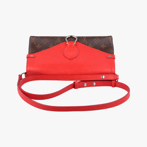 Secondhand Louis Vuitton SAINT MICHEL brown×COQUELICOT Monogram Canvas×calf leather M44031 shoulderbag | stylenewstar