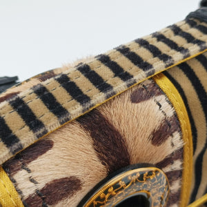 Pre-owned Fendi Stripe Calfhair and Velvet Multicolour Velvet × Fur 8BN165 handbag | stylenewstar