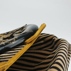 Pre-owned Fendi Stripe Calfhair and Velvet Multicolour Velvet × Fur 8BN165 handbag | stylenewstar