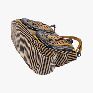 Pre-owned Fendi Stripe Calfhair and Velvet Multicolour Velvet × Fur 8BN165 handbag | stylenewstar