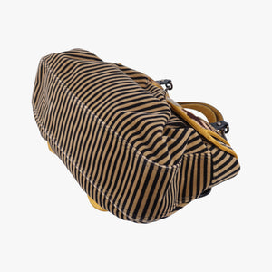 Pre-owned Fendi Stripe Calfhair and Velvet Multicolour Velvet × Fur 8BN165 handbag | stylenewstar