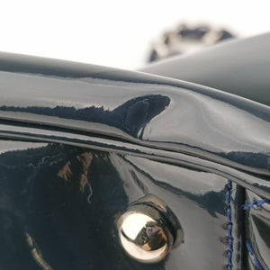 Pre-owned Chanel Paris-Venice Vinyl Lipstick Ligne Blue Patent Leather A47926 shoulderbag | stylenewstar