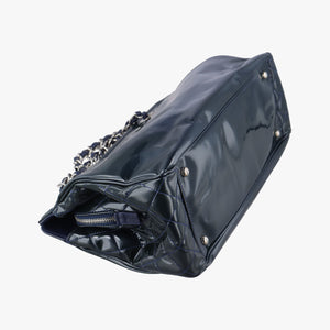 Pre-owned Chanel Paris-Venice Vinyl Lipstick Ligne Blue Patent Leather A47926 shoulderbag | stylenewstar