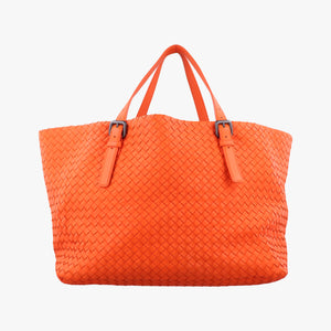 Pre-owned Bottega Veneta Cesta Intrecciato Orange lambskin shoulderbag | stylenewstar