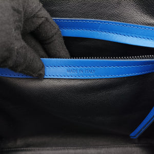 Pre-owned Celine Luggage Small Square Phantom Blue suede handbag | stylenewstar