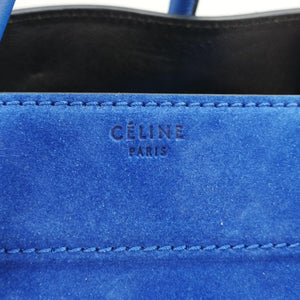 Pre-owned Celine Luggage Small Square Phantom Blue suede handbag | stylenewstar