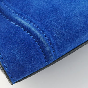 Pre-owned Celine Luggage Small Square Phantom Blue suede handbag | stylenewstar