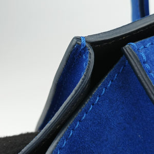 Pre-owned Celine Luggage Small Square Phantom Blue suede handbag | stylenewstar
