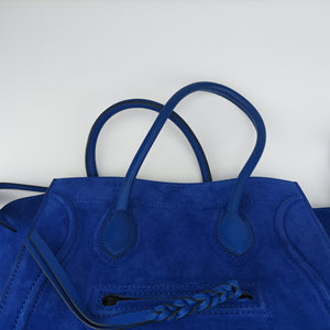 Pre-owned Celine Luggage Small Square Phantom Blue suede handbag | stylenewstar