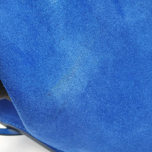 Pre-owned Celine Luggage Small Square Phantom Blue suede handbag | stylenewstar