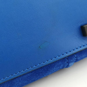 Pre-owned Celine Luggage Small Square Phantom Blue suede handbag | stylenewstar