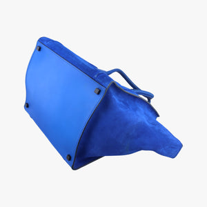 Pre-owned Celine Luggage Small Square Phantom Blue suede handbag | stylenewstar