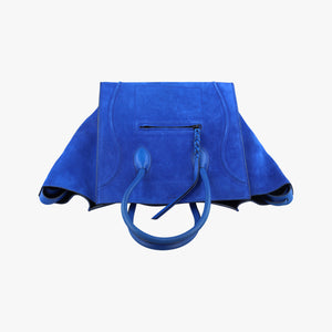 Pre-owned Celine Luggage Small Square Phantom Blue suede handbag | stylenewstar