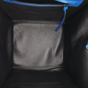 Pre-owned Celine Luggage Small Square Phantom Blue suede handbag | stylenewstar